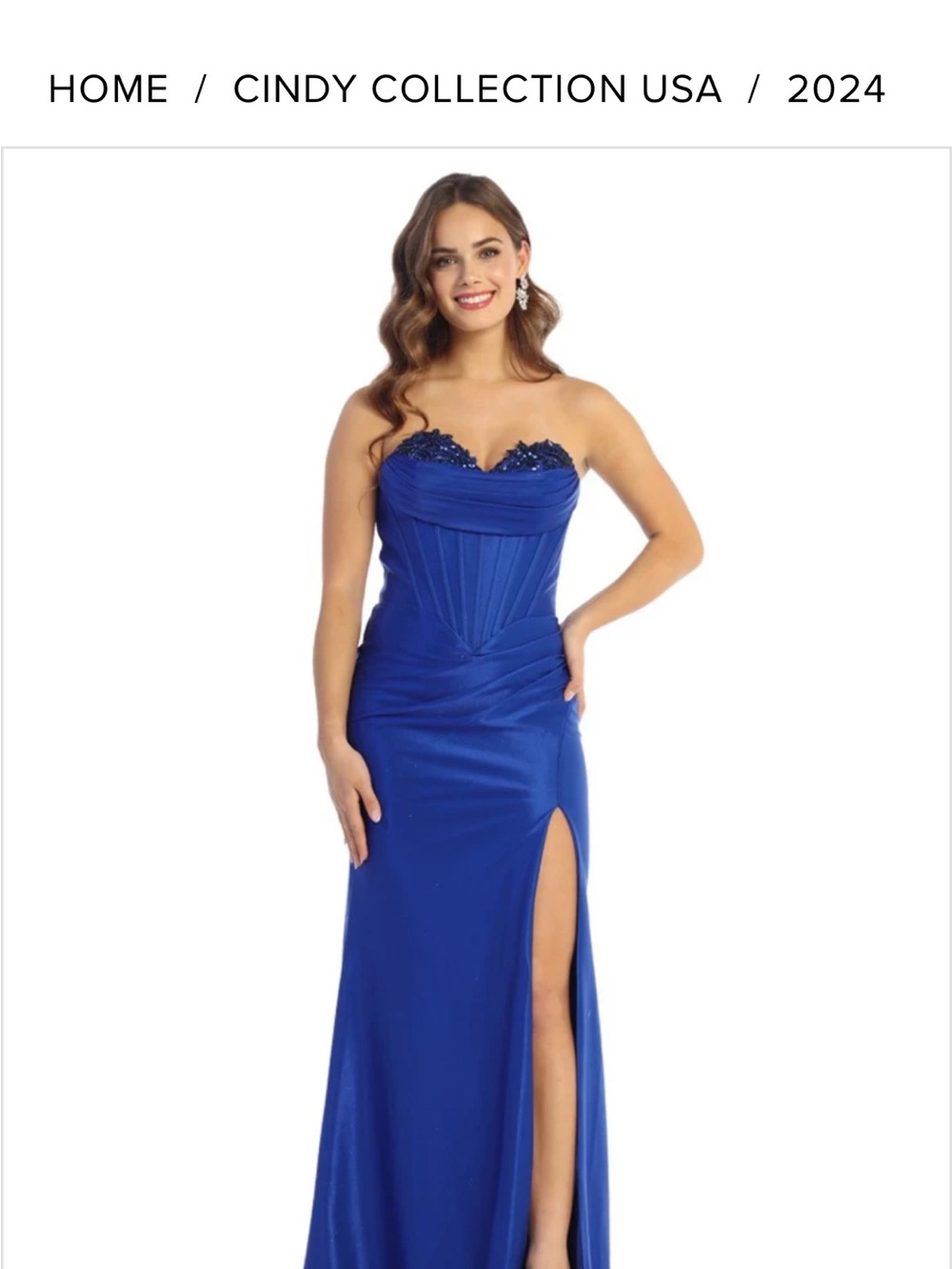 Strapless Royal Blue Evening Gown XL